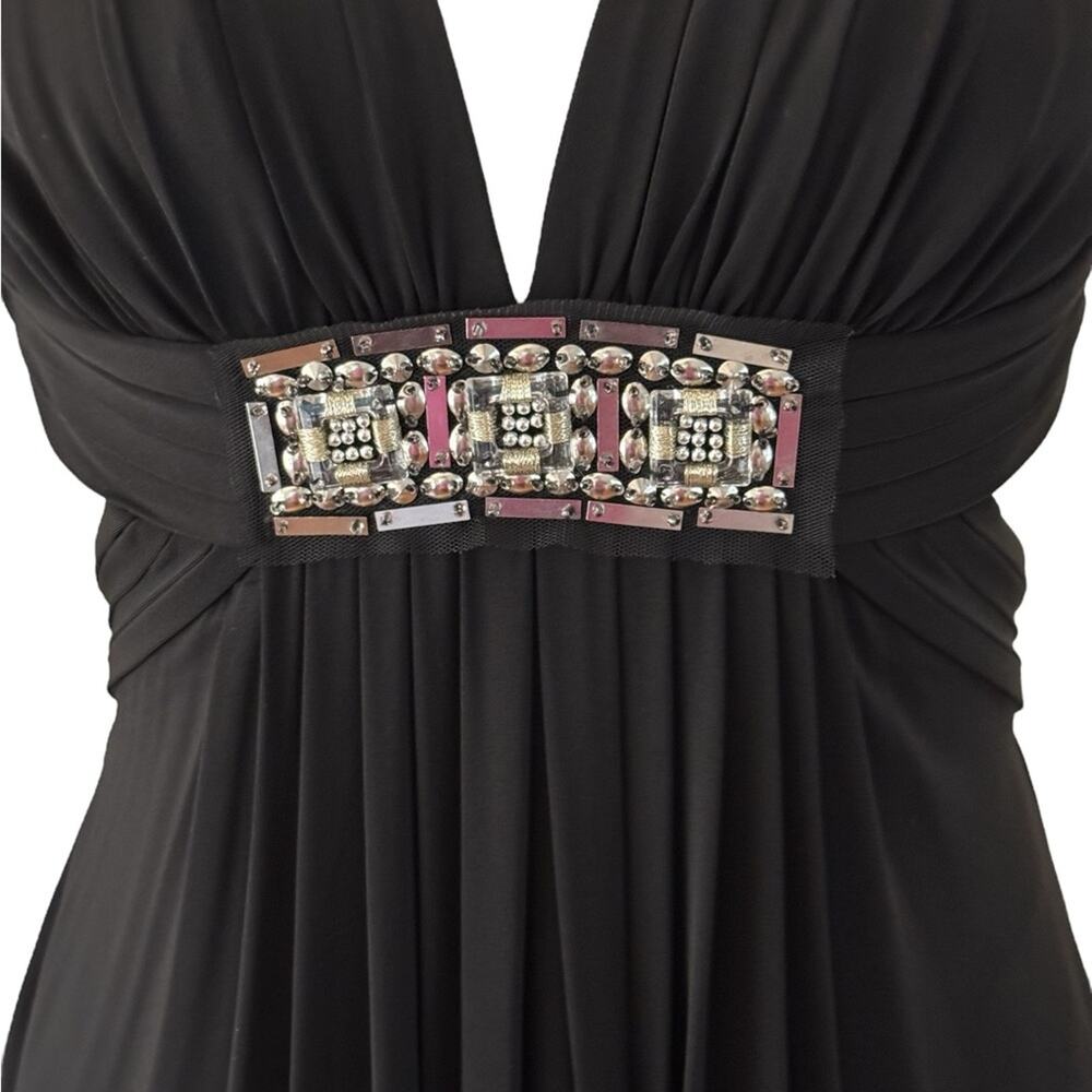 BCBGMaxAzria Lexie Beaded Jeweled Cocktail Maxi Long Dress Gown in Black XS - Picture 5 of 8